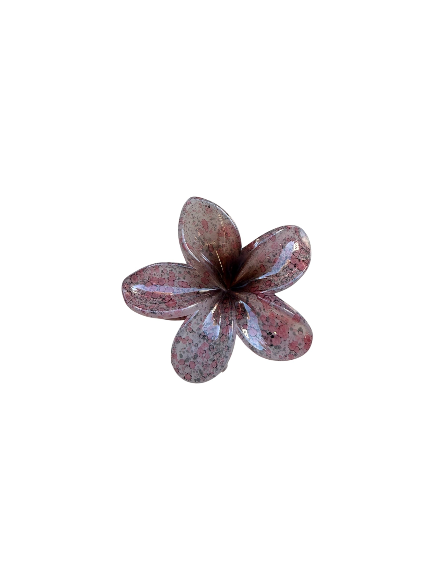 Hair Clip Pink Grey Flower
