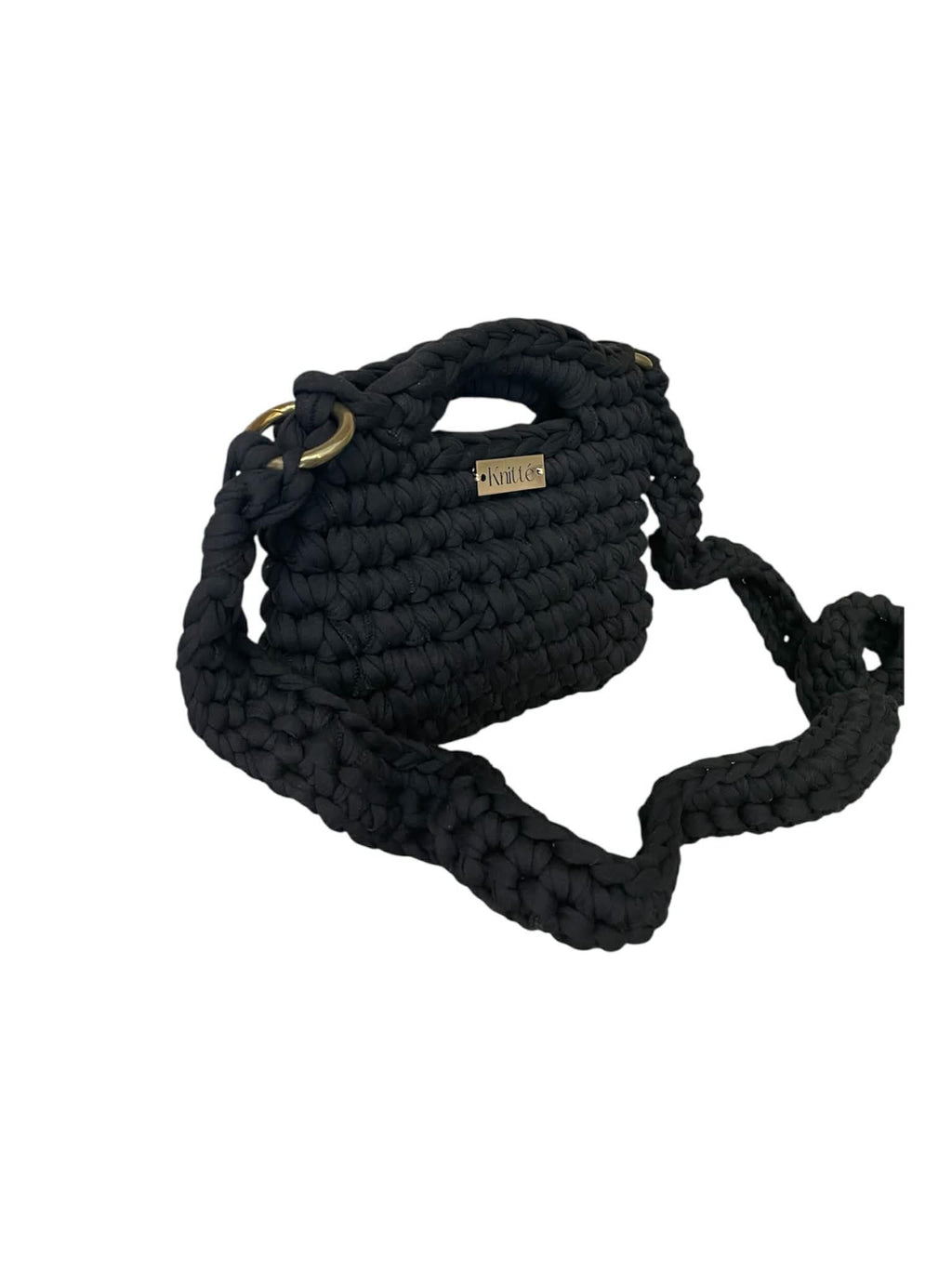 Knitted Bag Μαύρη Με Λουράκι