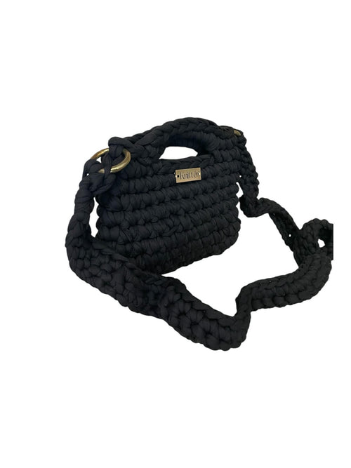 Knitted Bag Μαύρη Με Λουράκι