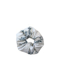 Scrunchie Υφασμάτινο Λευκό Μπλε