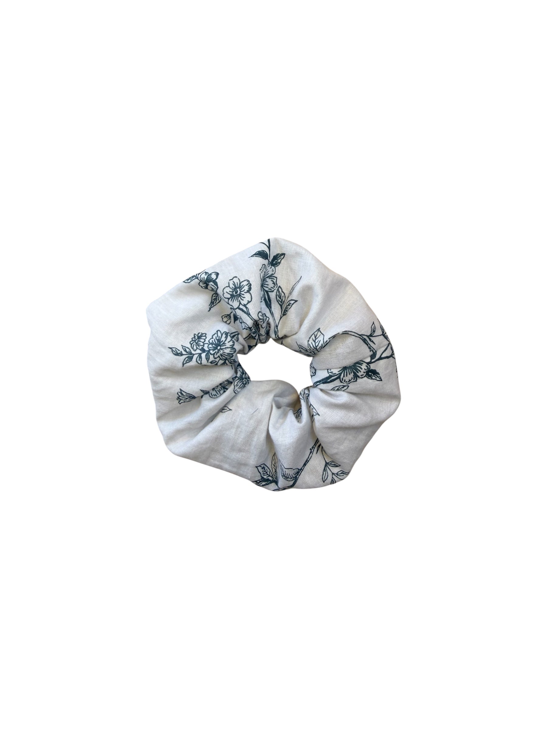 Scrunchie Υφασμάτινο Λευκό Μπλε