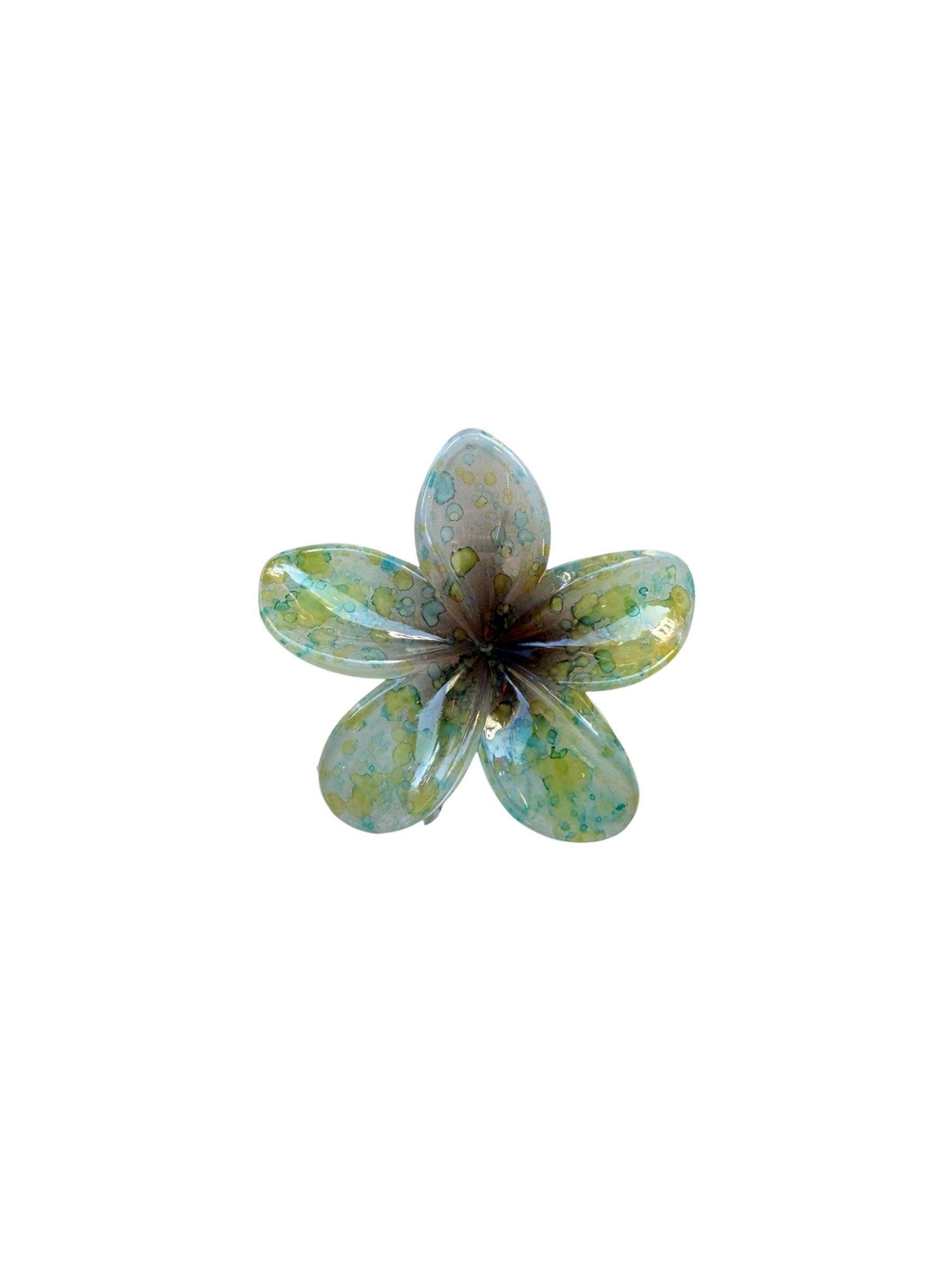 Hair Clip Green Flower