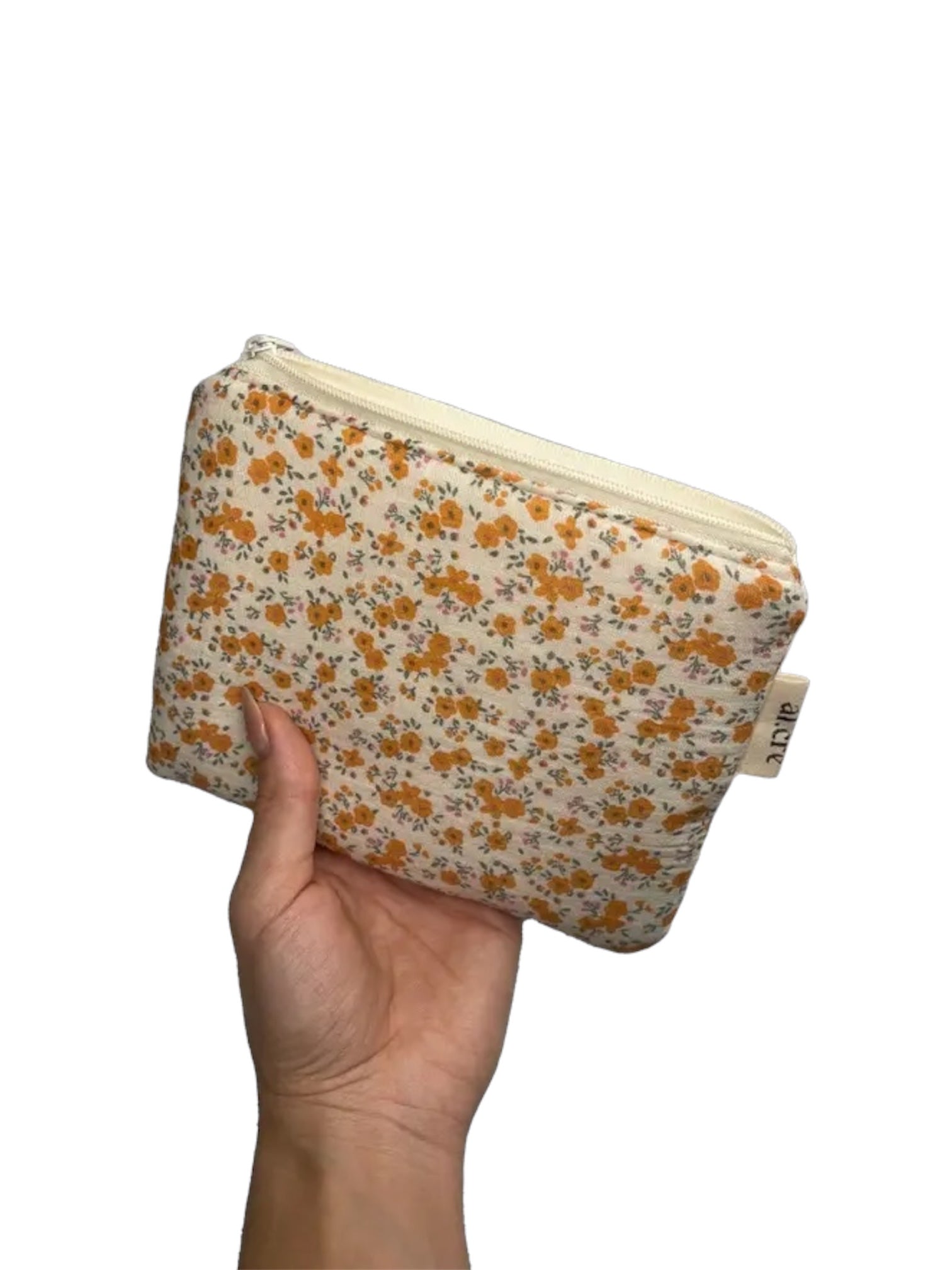 Medium Pouch Tiny Orange Flowers