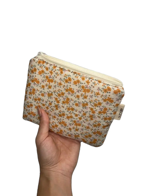 Medium Pouch Tiny Orange Flowers