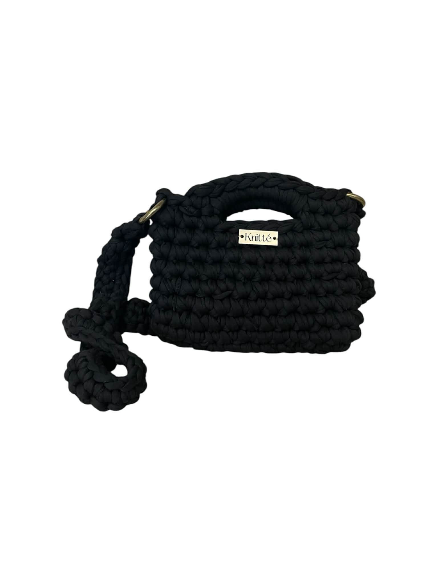 Knitted Bag Μαύρη Με Λουράκι